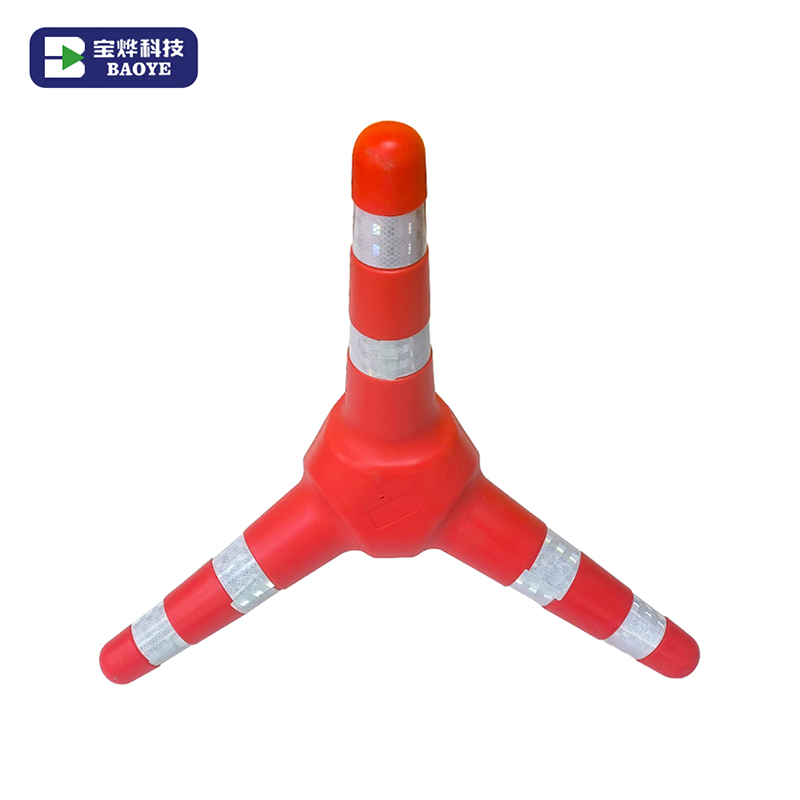 Cono de seguridad vial desmontable de 4 patas con película reflectante