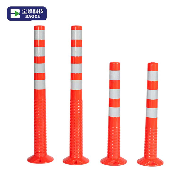Poste Delineador de Tráfico de PU Flexible y Reflectante de 100 cm con Señal de Advertencia